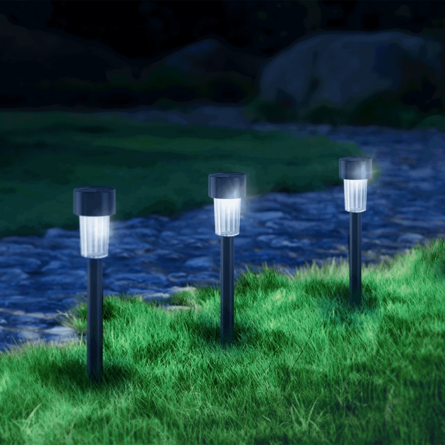 Aigostar - Lampe solaire avec détecteur crépusculaire LED/0,006W/1,2V 40 mAh 29,5 cm noir 6500K IP44
