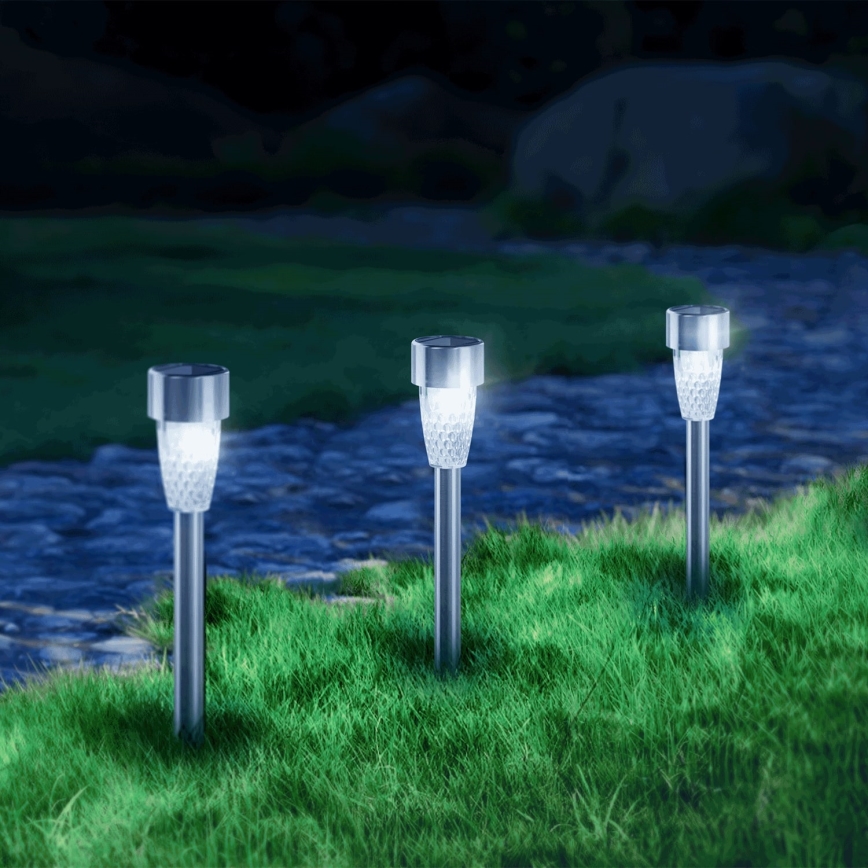 Aigostar - Lampe solaire LED/0,006W/1,2V 40 mAh 29,7 cm chrome mat 6500K IP44