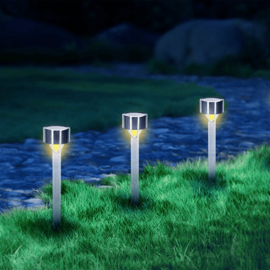 Aigostar - Lampe solaire LED/0,006W/1,2V 32cm chrome mat 2700K IP44