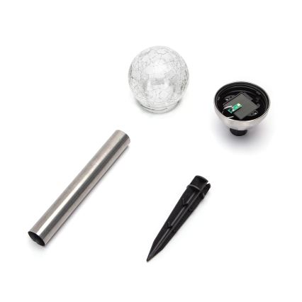 Aigostar - Lampe solaire LED/0,006W/1,2V 37,8cm chrome mat 2700K IP44