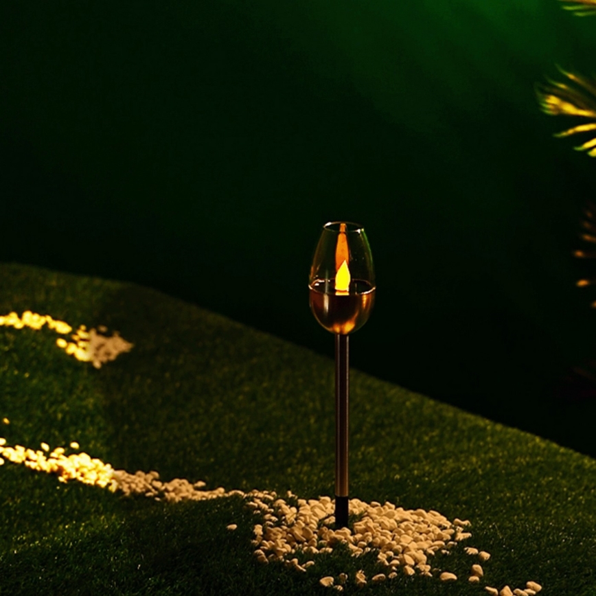 Aigostar - Lampe solaire LED/0,006W/1,2V 38,2cm chrome mat 2700K IP44