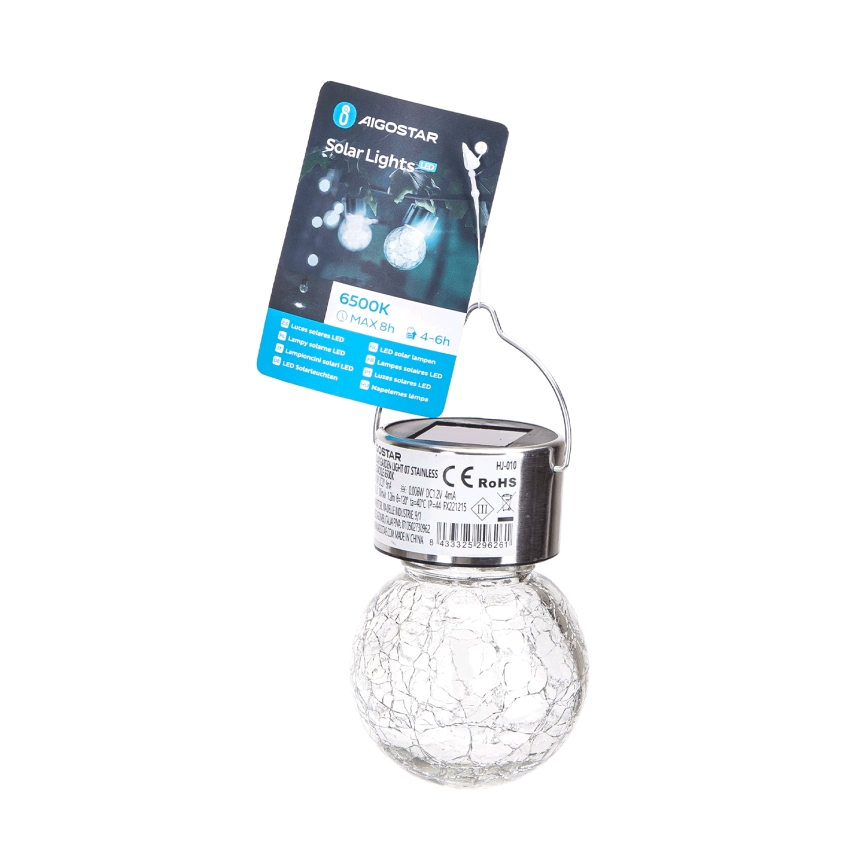 Aigostar - Lampe solaire LED/0,006W/1,2V d. 6 cm 100 mAh 6500K IP44