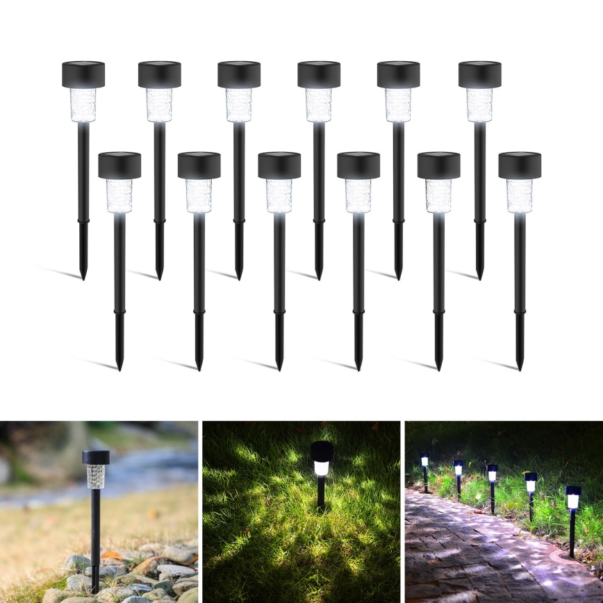 Aigostar - Lampe solaire LED LED/0,06W/2V 32,7 cm 6500K IP44 600 mAh noire