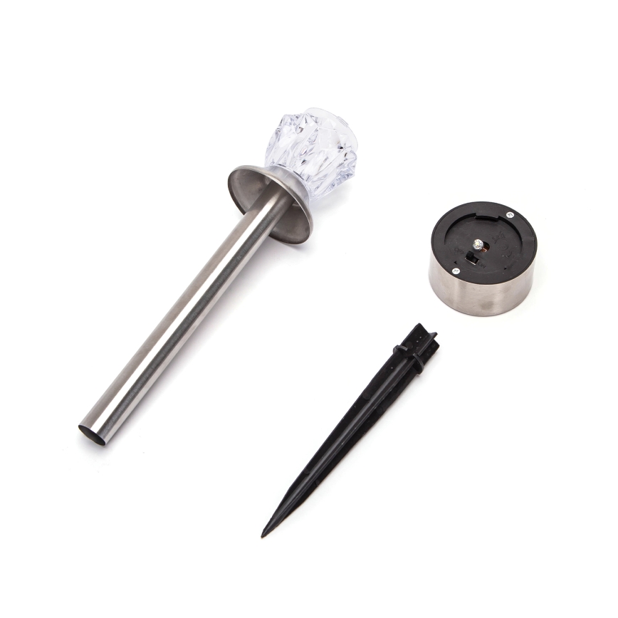 Aigostar - Lampe solaire LED, 1,2 lm / 1,2 V, 35,5 cm, chrome mat, 2700 K, IP44, 100 mAh