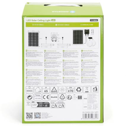 Aigostar - Lampe solaire LED 2xLED/35W/12V 6000 mAh 6500K IP65 Ø 16,8 cm + télécommande