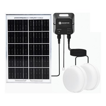 Aigostar - Lampe solaire LED 2xLED/35W/12V 6000 mAh 6500K IP65 Ø 16,8 cm + télécommande