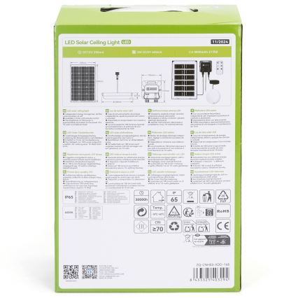 Aigostar - Luminaire solaire LED/35W/12V 3000 mAh 6500K IP65 Ø 16,8 cm + télécommande