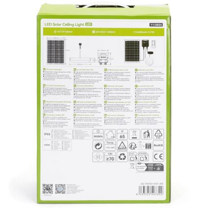 Aigostar - Luminaire solaire LED/70W/12V 6000 mAh 6500K IP65 Ø 20,5 cm + télécommande