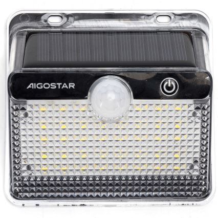 Aigostar - Lampe solaire LED avec capteur LED/3,7V 6500K 1200 mAh IP65 noire
