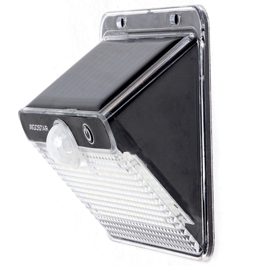 Aigostar - Lampe solaire LED avec capteur LED/3,7V 6500K 1200 mAh IP65 noire