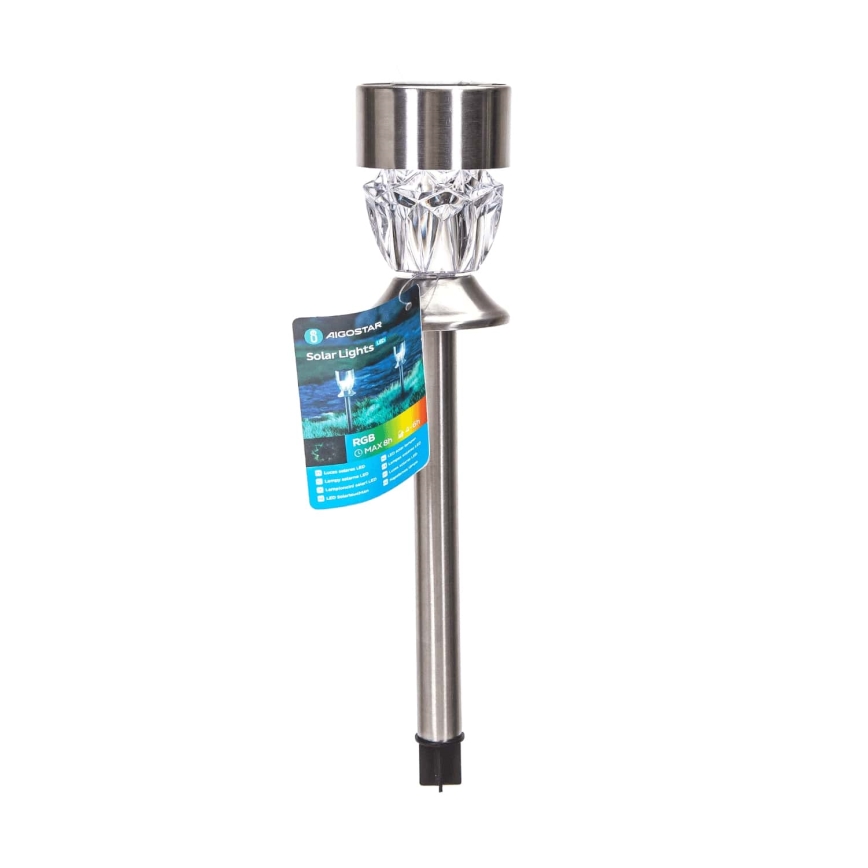 Aigostar - Lampe solaire RGB LED/0,006W/1,2V 35,5 cm 100 mAh chrome mat IP44