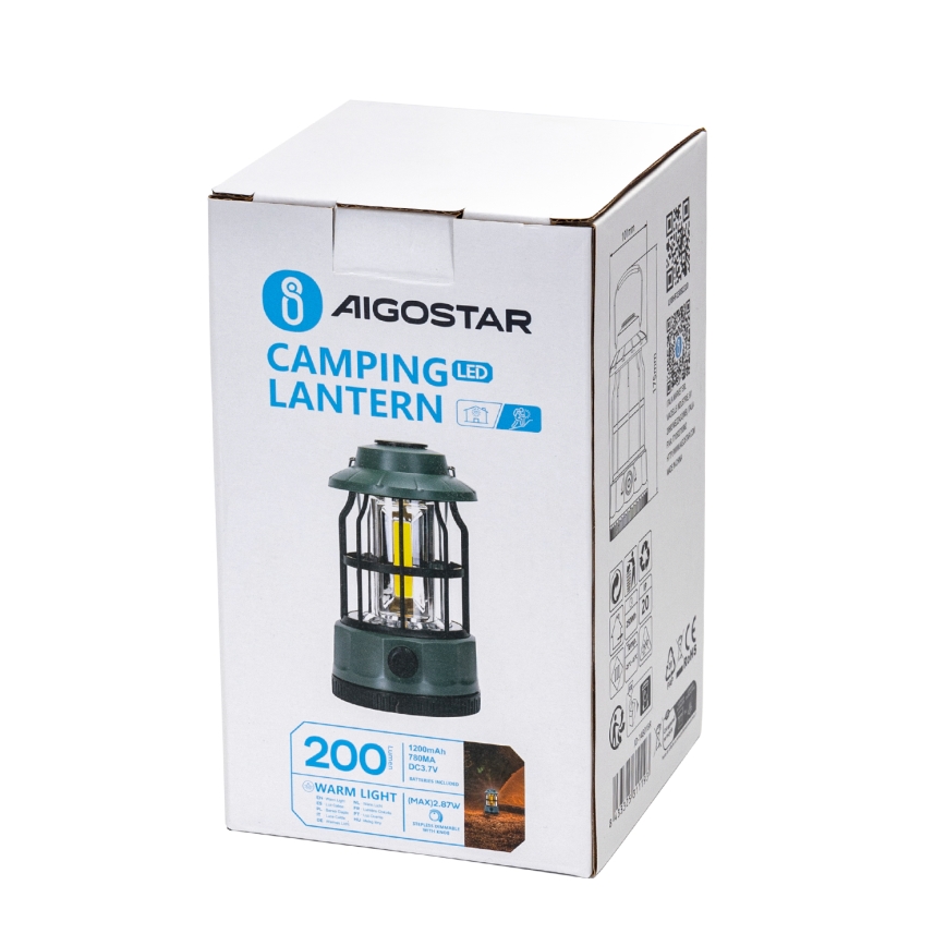 Aigostar - Lampe torche de camping à intensité variable rechargeable LED/2,87W/3,7V