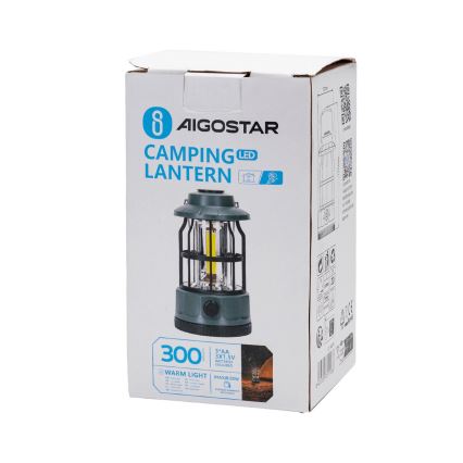 Aigostar - Lampe torche de camping LED à intensité variable LED/3xAA vert 17,5 cm