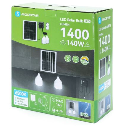Aigostar - Lustre solaire LED 2xLED/70W/12V 12000 mAh 6500K IP65 diam. 12 cm + télécommande