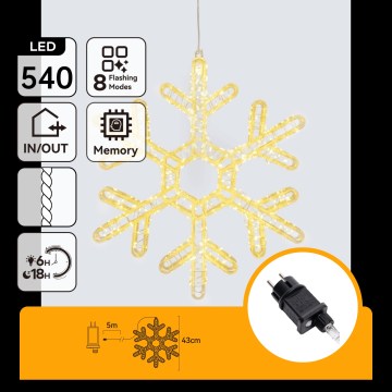 Aigostar - LED Décoration de Noël d'extérieur 540xLED/6W/230V 43 cm IP44 flocon blanc chaud