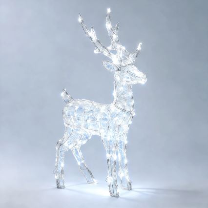 Aigostar - décoration de Noël extérieure LED 80xLED/8 fonctions 0,65 m IP44 blanc froid cerf