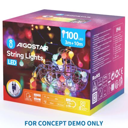 Aigostar - LED décoration de Noël d'extérieur 120xLED/8 fonctions 80 cm IP44 Santa/blanc froid