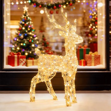 Aigostar - LED décoration de Noël extérieure 120xLED/8 fonctions 0,8 m IP44 blanc chaud bonhomme de neige