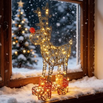 Aigostar - LED Décoration de Noël extérieure 140xLED/8 fonctions 0,6m IP44 blanc chaud renne