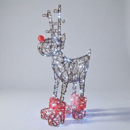 Aigostar - Décoration LED de Noël d'extérieur 140 LED / 8 fonctions, 0,6 m, IP44, blanc froid, renne