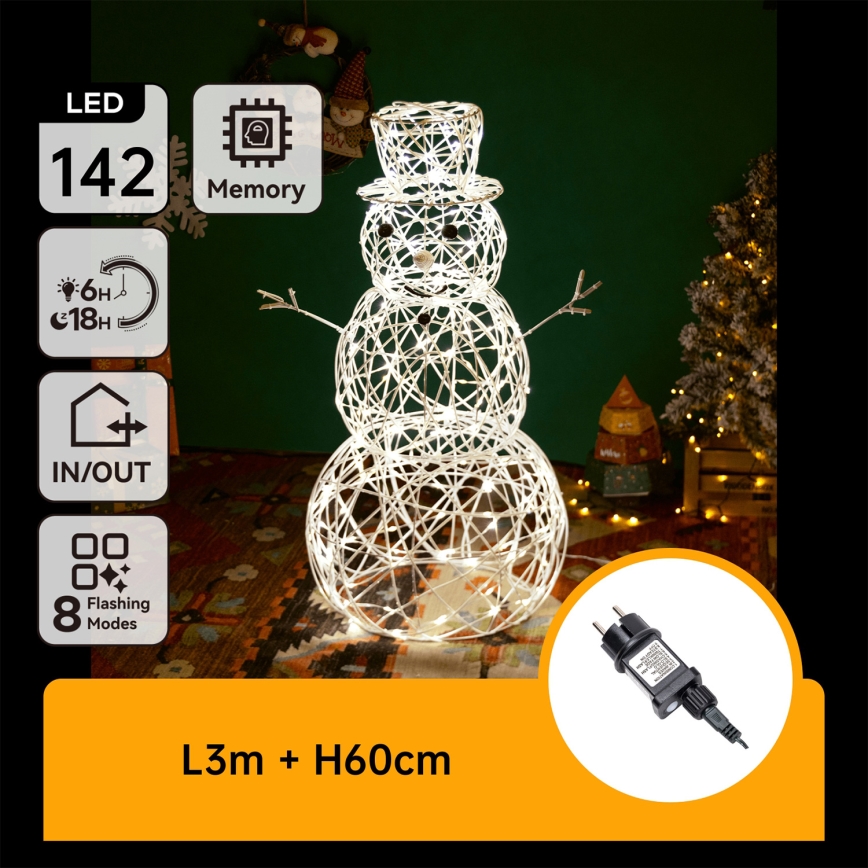 Aigostar - LED Décoration de Noël extérieure LED/3,6W/31/230V 2700K 60 cm IP44 bonhomme de neige