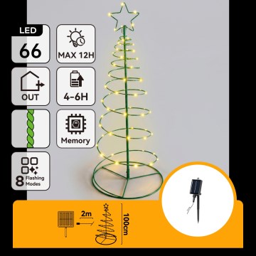 Aigostar - LED décoration de Noël solaire LED/0,59W/3,7V 100 cm IP65 130 mAh sapin blanc chaud
