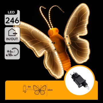 Aigostar - LED Décoration extérieure 246xLED/9W/230V 42 cm IP44 papillon/multicolore