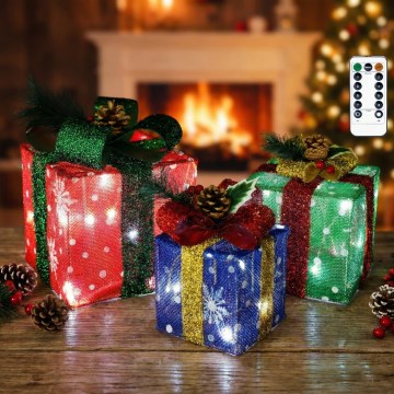 Aigostar - LED dimmable décoration extérieure de Noël 50xLED/8 fonctions 3xAA IP44 blanc froid cadeaux + télécommande