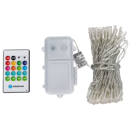 Aigostar - Guirlande lumineuse de Noël LED dimmable d'extérieur avec capteur de mouvement 100xLED/3xAA 12m blanc chaud + télécommande
