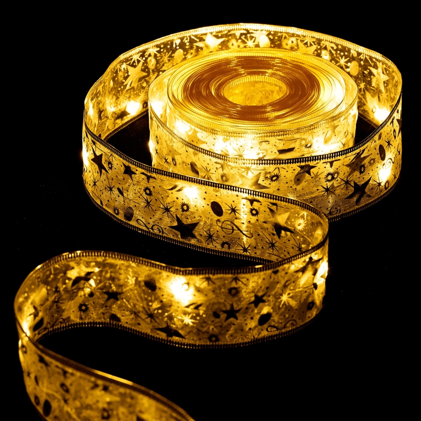 Aigostar - Guirlande LED 100 LED, 10 m, alimentée par 3 piles AA, blanc chaud, dorée