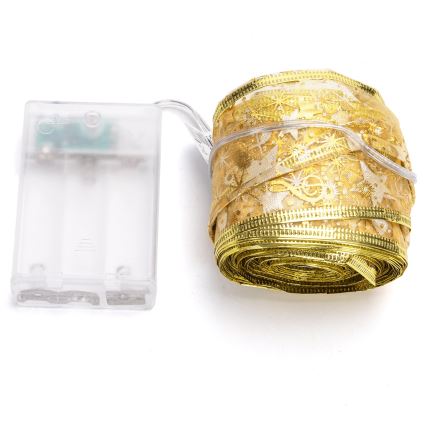 Aigostar - Guirlande LED 100 LED, 10 m, alimentée par 3 piles AA, blanc chaud, dorée