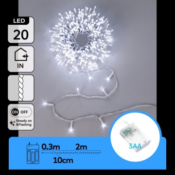 Aigostar - LED guirlande de Noël 20xLED/3xAA 2,3 m blanc froid