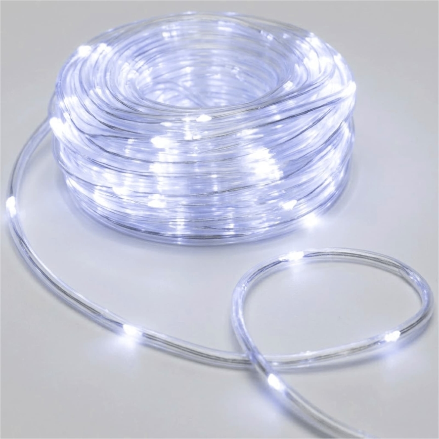 Aigostar - Guirlande de Noël LED d'extérieur 100 LED / 8 fonctions / 3 × piles AA / 10,3 m / IP44 / blanc froid