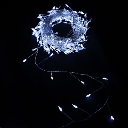 Aigostar - Guirlande lumineuse LED de Noël extérieure 200xLED/8 fonctions 3xAA 6,3m IP44 blanc froid