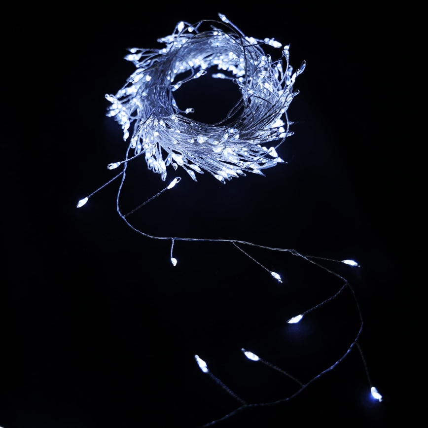 Aigostar - Guirlande lumineuse LED de Noël extérieure 200xLED/8 fonctions 3xAA 6,3m IP44 blanc froid