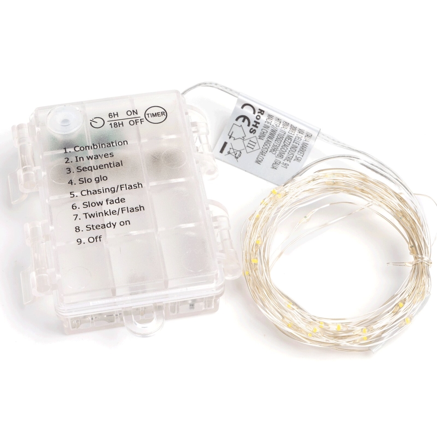 Aigostar -LED Guirlande d'extérieur 100xLED/8 fonctions 3xAA 10,3m IP44 blanc chaud