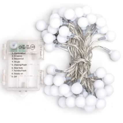 Aigostar - Guirlande LED de Noël d'extérieur 50xLED/3xAA/8 fonctions 5,3 m IP44 blanc froid