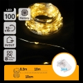Aigostar -LED Guirlande lumineuse de Noël d'extérieur 100 LED/8 fonctions 3xAA 10,3 m IP44 blanc chaud