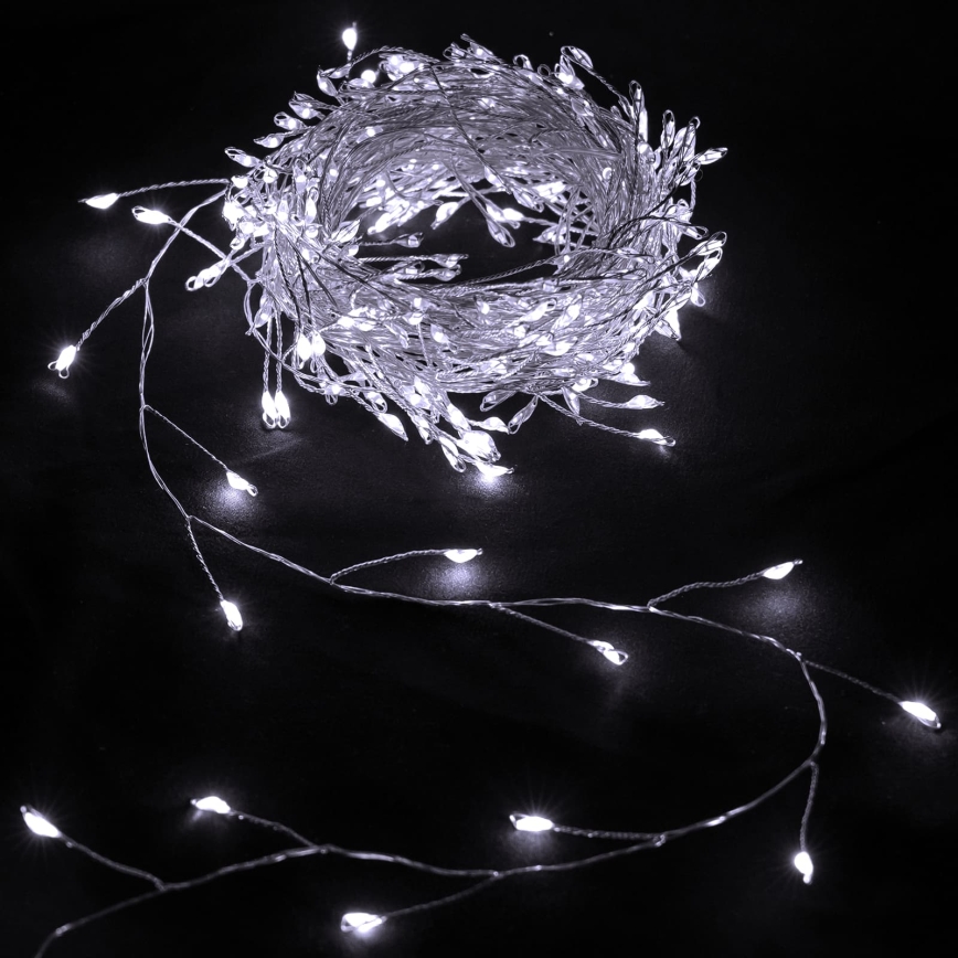 Aigostar - LED Guirlande de Noël d'extérieur 50xLED/8 fonctions 3xAA 1,8m IP44 blanc froid