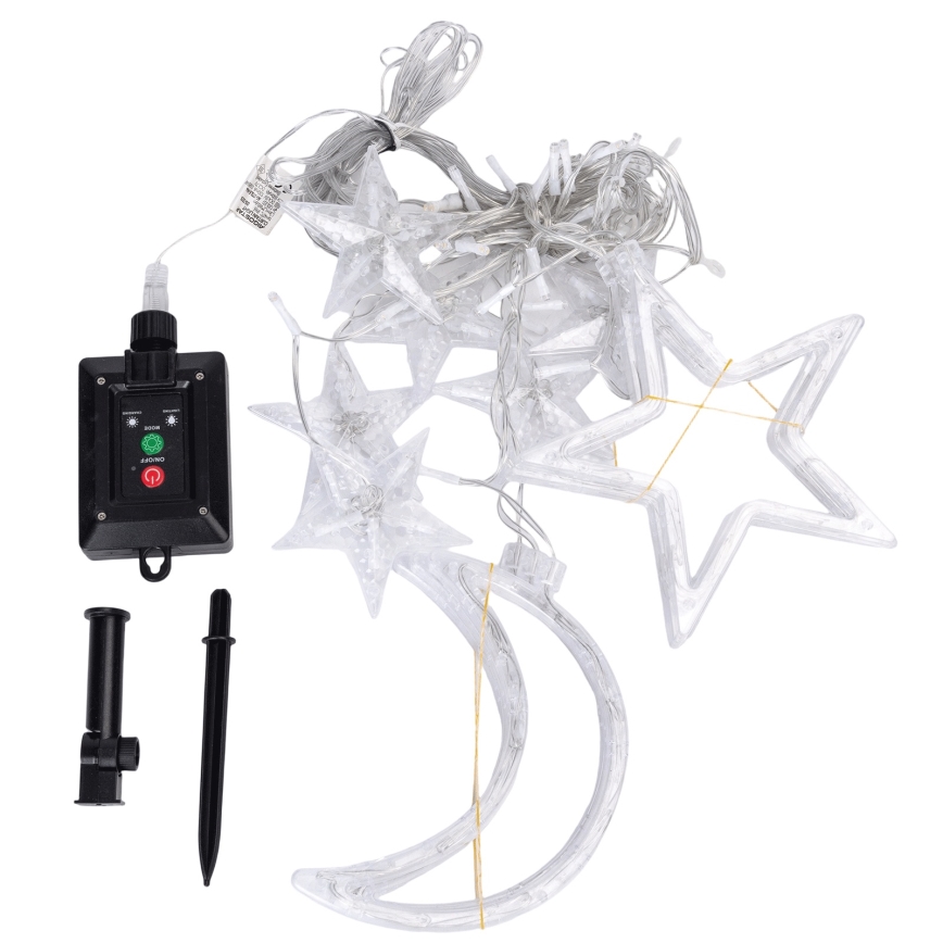 Aigostar - Guirlande de Noël solaire à LED 120 LED / 8 fonctions 3 x 0,6 m 500 mAh IP65 blanc chaud