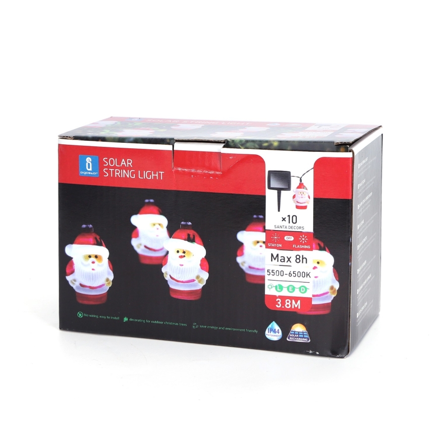 Aigostar - Guirlande solaire LED 10 × LED / 3,8 m, IP44, blanc froid, 400 mAh