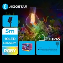 Aigostar - LED Guirlande solaire décorative 10xLED/8 fonctions 5,5m IP65 multicolore