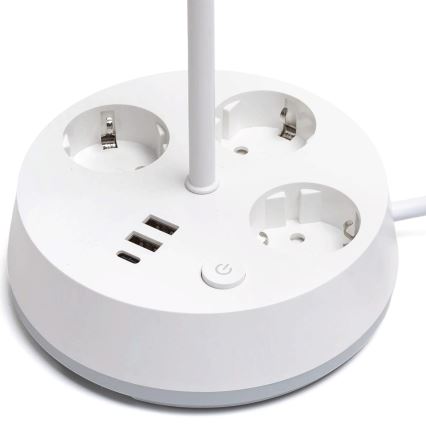 Aigostar - Lampe de bureau LED RGBW dimmable avec prises et port USB LED/4,6W/230V 3000/4000/6500K blanche