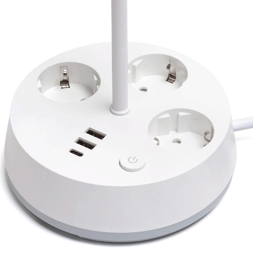 Aigostar - Lampe de bureau LED RGBW dimmable avec prises et port USB LED/4,6W/230V 3000/4000/6500K blanche