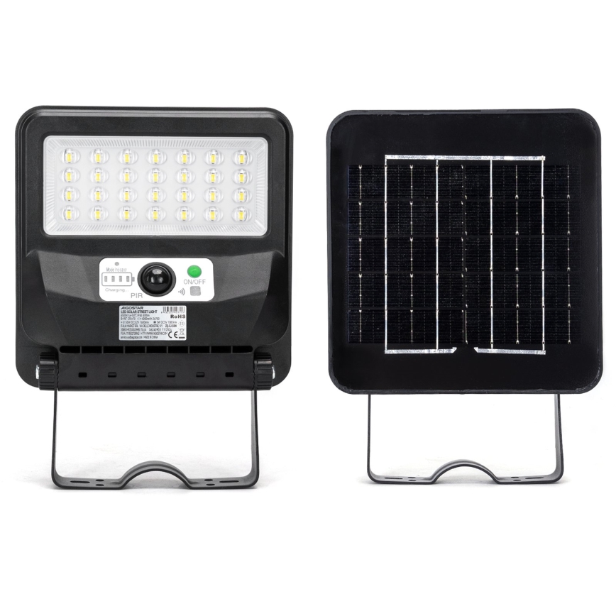 Aigostar - Lampadaire solaire de rue à LED avec capteur LED/50W/3,2V 1000mAh 6500K + télécommande