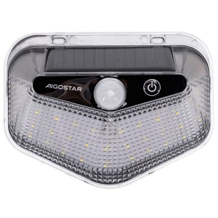 Aigostar - Luminaire solaire LED avec capteur LED/3,7V 6500K 500 mAh IP65 noir