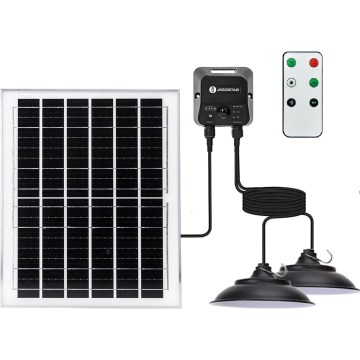 Aigostar - LED Lustre solaire avec capteur 2xLED/70W/12V 12000 mAh 6500K IP65 Ø 23,5 cm + télécommande