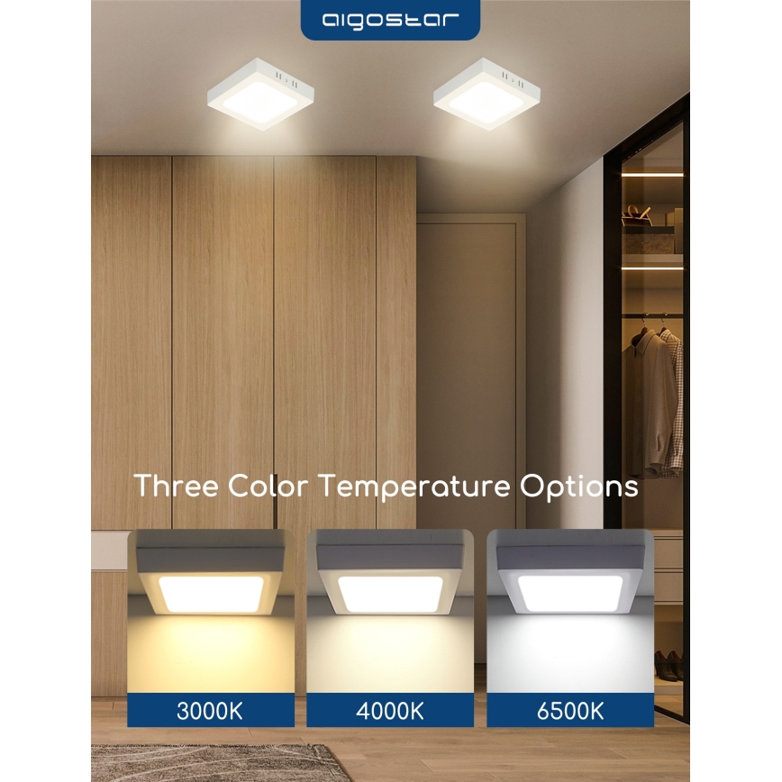 Aigostar - LED Plafonnier en saillie LED/18W/230V 4000K 22,6x22,6 cm blanc