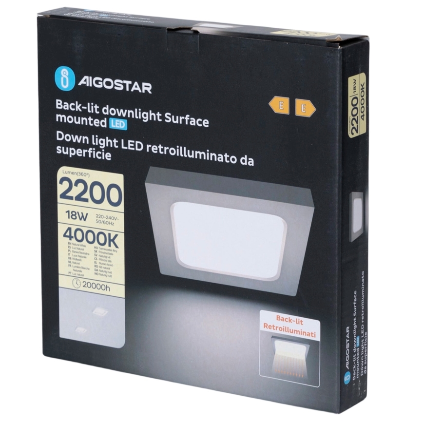 Aigostar - LED Plafonnier en saillie LED/18W/230V 4000K 22,6x22,6 cm blanc