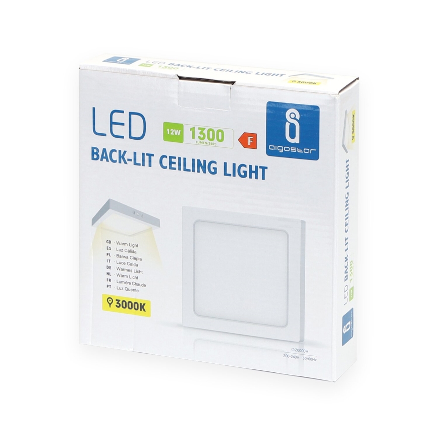 Aigostar - LED Plafonnier LED/12W/230V 17,3x17,3 cm 3000K blanc